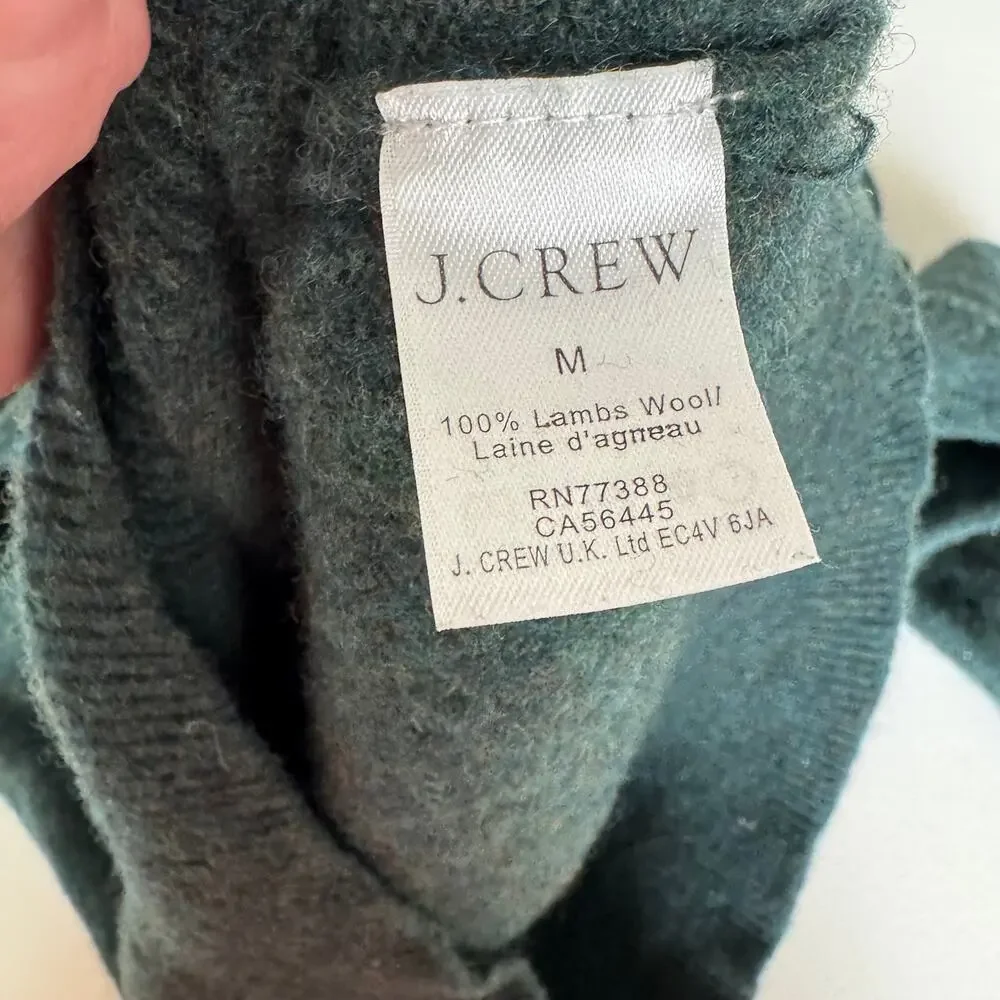 J. Crew Men's Forest Green 100% Lambswool Crewneck Sweater Size Medium 07939